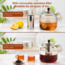 1500ml(50oz) Glass Teapot with Removable Infuser, Ehugos Stovetop Safe Large Tea Pot, Blooming and Loose Leaf Hand Crafted Kettle for Women and Adult with Stainless Infuser