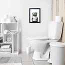 Bathroom Picture Wall Decor, Framed Black and White Bathroom Wall Art, Toilet Paper in Little Funny Raccoon's Hand Animal Canvas Print Painting