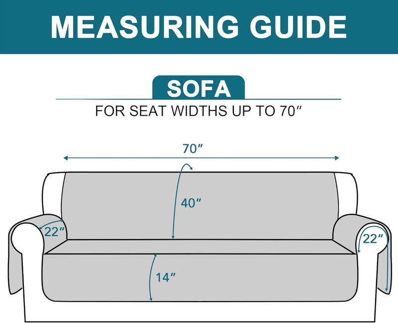 Turquoize 100% Waterproof Sofa Covers Couch Cover Sofa Cover for Dogs Couch Protector Triple Non-Slip Sofa Slipcover for 3 Cushion Couch Furniture Protector for Pets, Kids,Dog (Sofa 70", Ivory)