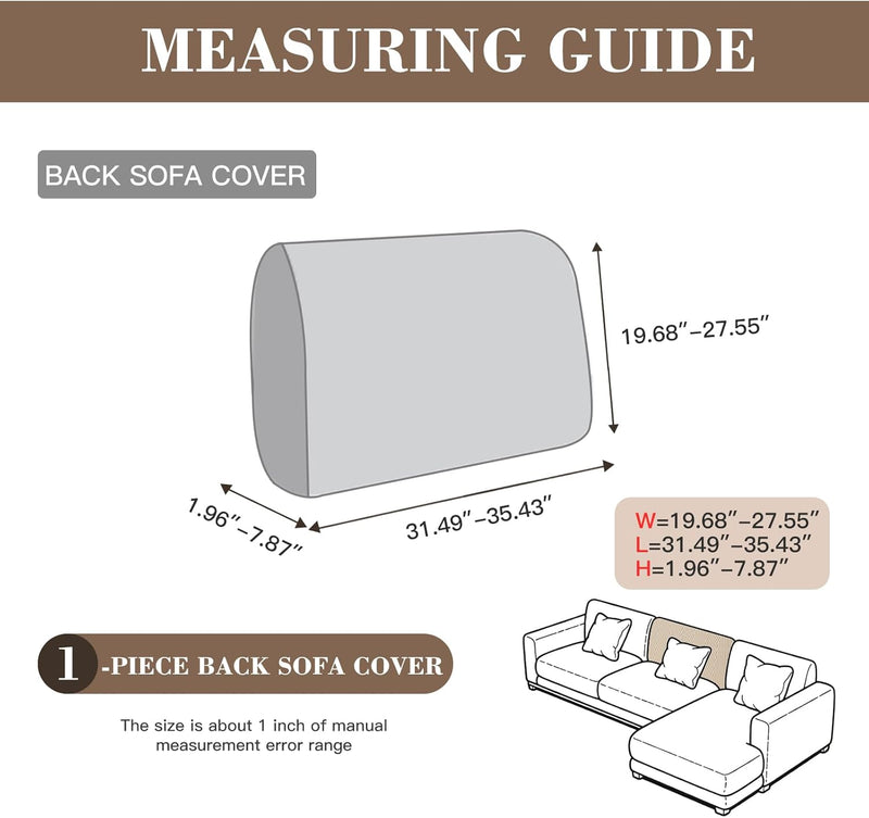 Couch Cushion Covers for Sectional Sofa, Wear Resistant Stretch Sofa Slipcovers for Sofa Universal Cushion Protector Washable Elastic Elastic Seat Cover for Pets (Beige, 1 Back Cover)