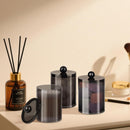 2 Pack Qtip Holder,Canister Apothecary Jar Set, Bathroom Jars with Lids Set for Cotton Swabs, Balls, Pads, Floss Picks,10oz-12oz Plastic Canisters Restroom Bedroom Vanity Organizer(Black)