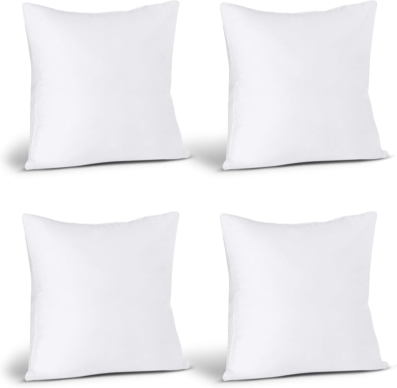 Utopia Bedding Throw Pillows (Set of 4, White), 18 x 18 Inches Pillows for Sofa, Bed and Couch Decorative Stuffer Pillow