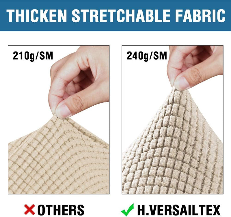 H.VERSAILTEX 4 Piece Stretch Couch Covers for 3 Cushion Couch Sofa Furniture Slipcovers Feature Upgraded Thicker Jacquard Fabric (Sofa, Natural)