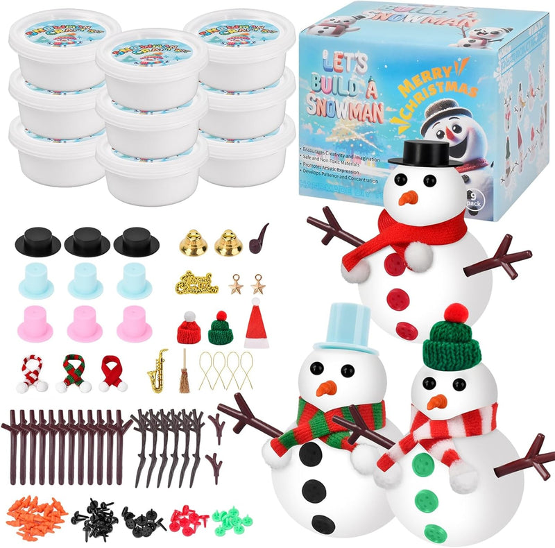 Christmas Stocking Stuffers for Kids Teen Boys Girls - 9 Pack Build Snowman Kit Christmas Crafts Gifts for Kids Creative Air Dry Modeling Clay Xmas Gift Birthday Gifts