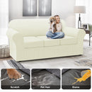 100% WaterproofCouch Cover 4-Piece Set Striped Sofa Slipcovers for 3 Cushion Couch Sofa Covers with TPU Leakproof Bottom Stretch Couch Protector Pet Proof - Sofa(3-Cushion), Ivory