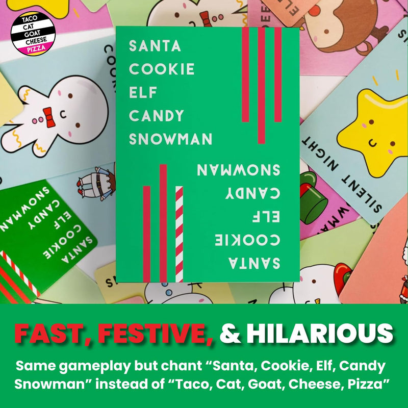Santa Cookie Elf Candy Snowman Christmas Edition Holiday Card Game by Taco Cat Goat Cheese Pizza | Great for Stockings and White Elephant Gift | Fun for Kids, Teens, Adults, and Families | 2-8 Players