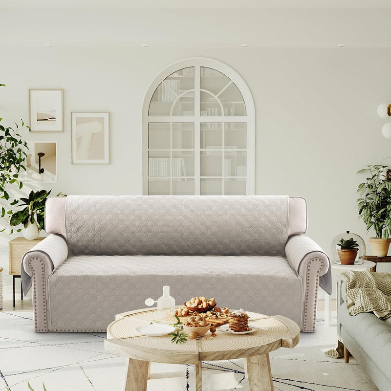 PrinceDeco 100% Waterproof Sofa Covers Couch Cover Sofa Cover for Dogs Couch Protector Triple Non-Slip Sofa Slipcover for 3 Cushion Couch Furniture Protector Pet Dog Friendly (Sofa 68'',French Oak)