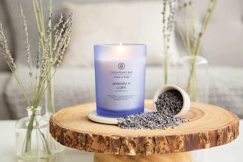 Chesapeake Bay Candle Medium Jar Scented Candle Serenity + Calm (Lavender Thyme) Home Décor Orange Gifting Idea Burn Time of 50 Hours