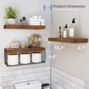 QEEIG Bathroom Shelves Over Toilet - Wall Mounted Floating Shelves Toilet Paper Storage Small Farmhouse Decor Shelf 16 inch Set of 3, Rustic Brown (019-BN3)