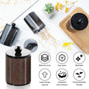 2 Pack Qtip Holder,Canister Apothecary Jar Set, Bathroom Jars with Lids Set for Cotton Swabs, Balls, Pads, Floss Picks,10oz-12oz Plastic Canisters Restroom Bedroom Vanity Organizer(Black)