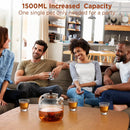 1500ml(50oz) Glass Teapot with Removable Infuser, Ehugos Stovetop Safe Large Tea Pot, Blooming and Loose Leaf Hand Crafted Kettle for Women and Adult with Stainless Infuser