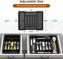 Extra Large Expandable Silverware Organizer, BPA-Free Food-Safe Cutlery Flatware Organizer, Kitchen Utensil Drawer Organizer, Adjustable Silverware Holder for Spoons Forks Knives, Black
