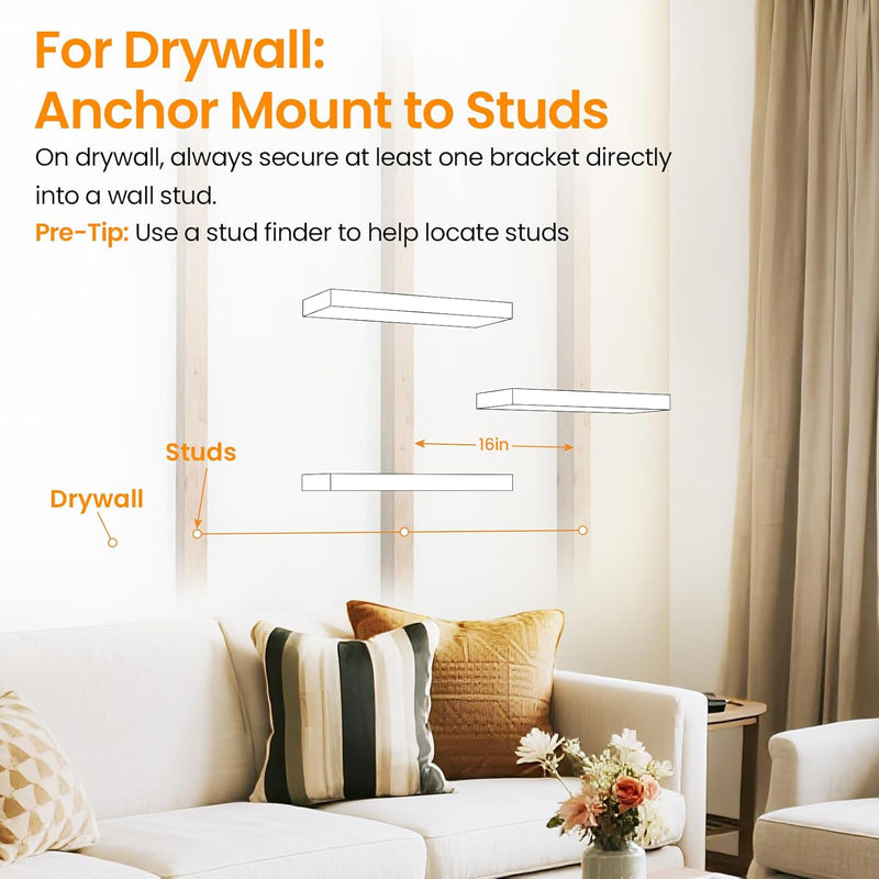 BAYKA Floating Shelves for Wall, Wall Mounted Rustic Wood Shelves for Bathroom, Bedroom, Living Room, Kitchen, Hanging Shelf for Books/Storage/Room Decor with 22lbs Capacity (Black, Set of 3, 15.7in)