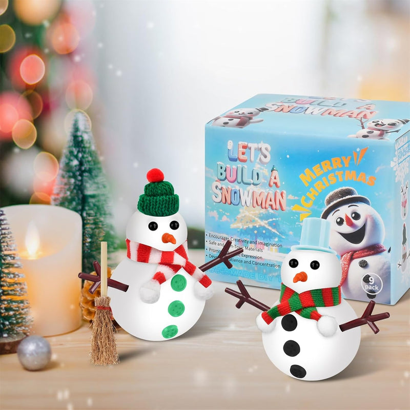 Christmas Stocking Stuffers for Kids Teen Boys Girls - 9 Pack Build Snowman Kit Christmas Crafts Gifts for Kids Creative Air Dry Modeling Clay Xmas Gift Birthday Gifts