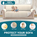 Turquoize 100% Waterproof Sofa Covers Couch Cover Sofa Cover for Dogs Couch Protector Triple Non-Slip Sofa Slipcover for 3 Cushion Couch Furniture Protector for Pets, Kids,Dog (Sofa 70", Ivory)
