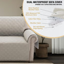 PrinceDeco 100% Waterproof Sofa Covers Couch Cover Sofa Cover for Dogs Couch Protector Triple Non-Slip Sofa Slipcover for 3 Cushion Couch Furniture Protector Pet Dog Friendly (Sofa 68'',French Oak)