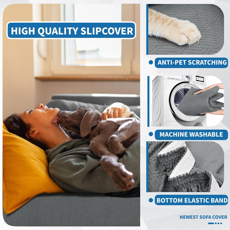 XINEAGE 2025 New 1 Piece Couch Covers for 3 Cushion Couch (79"-91") Stretch Sofa Cover Slipcover Pet Friendly Soft Washable Furniture Protector with Elastic Bottom for Kids,Dog (Sofa, Light Gray)