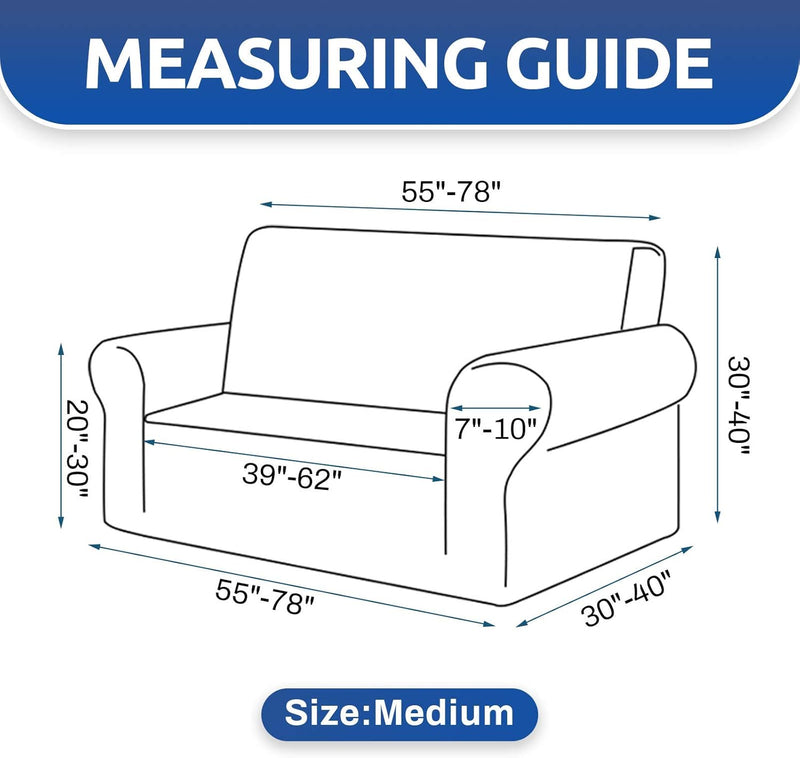 KEKUOU Stretch Loveseat Sofa Cover Slipcover,Couch Covers for 2 Cushion Couch Sofa (55"-78") Furniture Protector Sofa with Elastic Bottom for Kids,Dog. Jacquard Small Checked (Medium,Black)