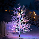 Brightever 3FT Small Christmas Tree with Lights, Pre-lit Outdoor Pathway Christmas Tree, White Branch, 40 RGBW LED Bulbs, 8 Lighting Modes, Waterproof Battery Operated Xmas Decor for Outside