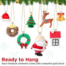 Mini Christmas Ornaments, Sooez Set of 24 Cute Miniature Resin Christmas Tree Ornament Figures Advent Calendar Fillers, Durable & Well-Crafted 3-D Figurines with Gold Loops for Easy Hanging