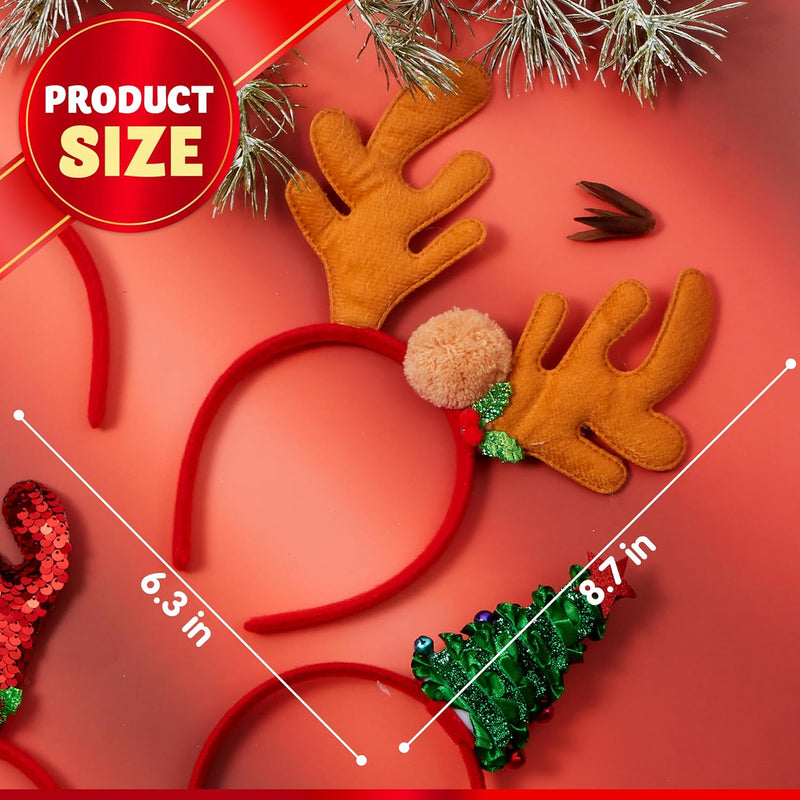 JOYIN 8 PCS Christmas Headbands Head Hat Toppers Costume Accessories for Kids Girls Boys Christmas Parties Xmas Holiday Party Favors Photo Booth