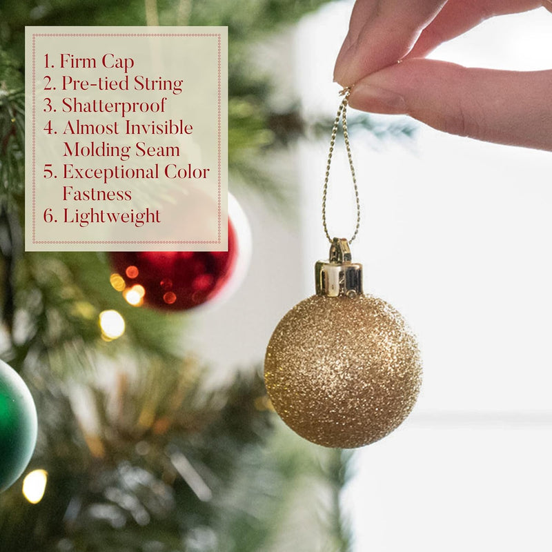Valery Madelyn 1.57 Inches Small Christmas Tree Decorations Ornament Set for Fall Halloween, 24ct Red Green Gold Shatterproof Hanging Ball Ornaments Holiday Party Decor