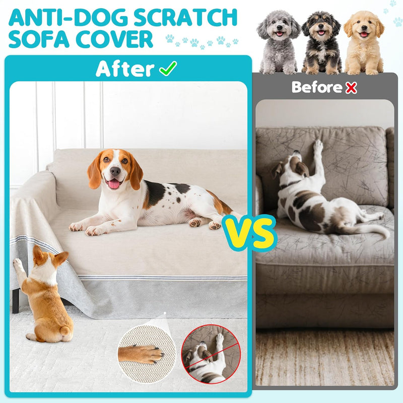 Loiion 100% Double-Sided Waterproof Dog Sofa Cover - Anti-Slip, Leakproof Couch Cover, Pet-Friendly Couch Protectors for Puppy, Large Dog, Kids and Pets Almond150 X91