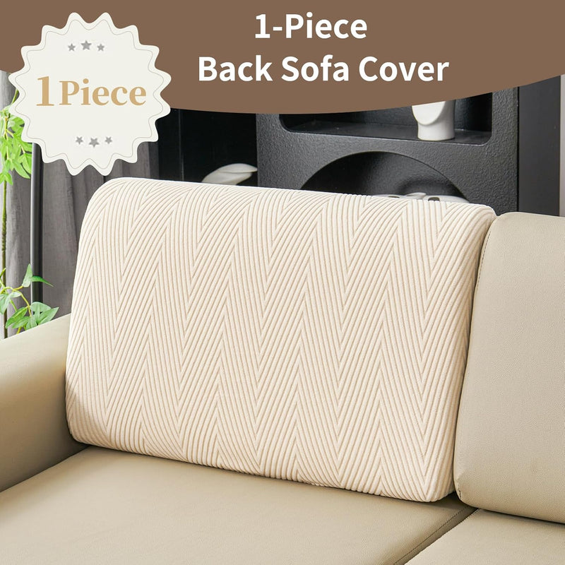 Couch Cushion Covers for Sectional Sofa, Wear Resistant Stretch Sofa Slipcovers for Sofa Universal Cushion Protector Washable Elastic Elastic Seat Cover for Pets (Beige, 1 Back Cover)