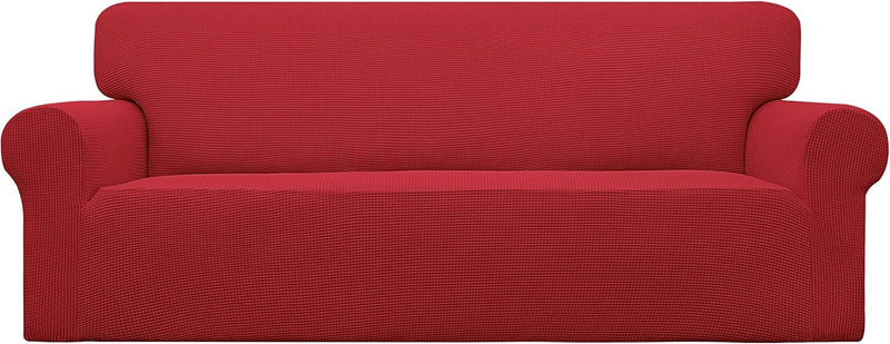 Easy-Going Stretch Sofa Slipcover 1-Piece Sofa Cover Furniture Protector Couch Soft with Elastic Bottom for Kids, Polyester Spandex Jacquard Fabric Small Checks (Sofa, Dark Gray)