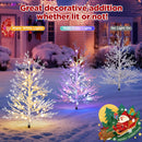 Brightever 3FT Small Christmas Tree with Lights, Pre-lit Outdoor Pathway Christmas Tree, White Branch, 40 RGBW LED Bulbs, 8 Lighting Modes, Waterproof Battery Operated Xmas Decor for Outside