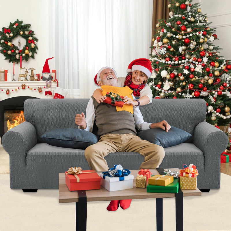 XINEAGE 2025 New 1 Piece Couch Covers for 3 Cushion Couch (79"-91") Stretch Sofa Cover Slipcover Pet Friendly Soft Washable Furniture Protector with Elastic Bottom for Kids,Dog (Sofa, Light Gray)