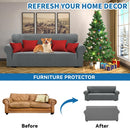 XINEAGE 2025 New 1 Piece Couch Covers for 3 Cushion Couch (79"-91") Stretch Sofa Cover Slipcover Pet Friendly Soft Washable Furniture Protector with Elastic Bottom for Kids,Dog (Sofa, Light Gray)