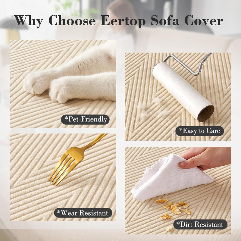 Couch Cushion Covers for Sectional Sofa, Wear Resistant Stretch Sofa Slipcovers for Sofa Universal Cushion Protector Washable Elastic Elastic Seat Cover for Pets (Beige, 1 Back Cover)