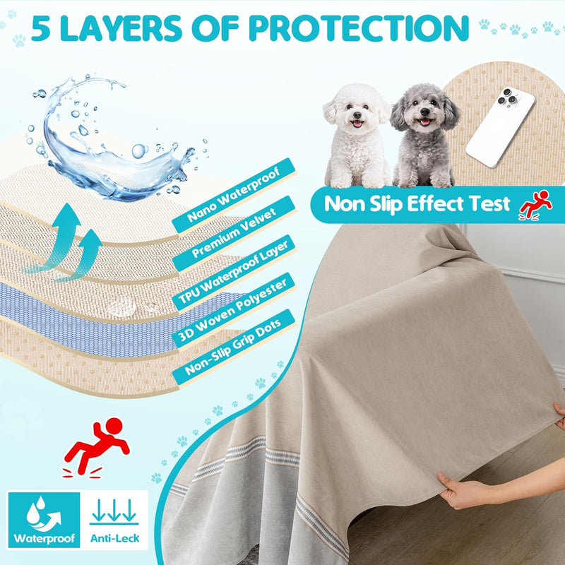 Loiion 100% Double-Sided Waterproof Dog Sofa Cover - Anti-Slip, Leakproof Couch Cover, Pet-Friendly Couch Protectors for Puppy, Large Dog, Kids and Pets Almond150 X91