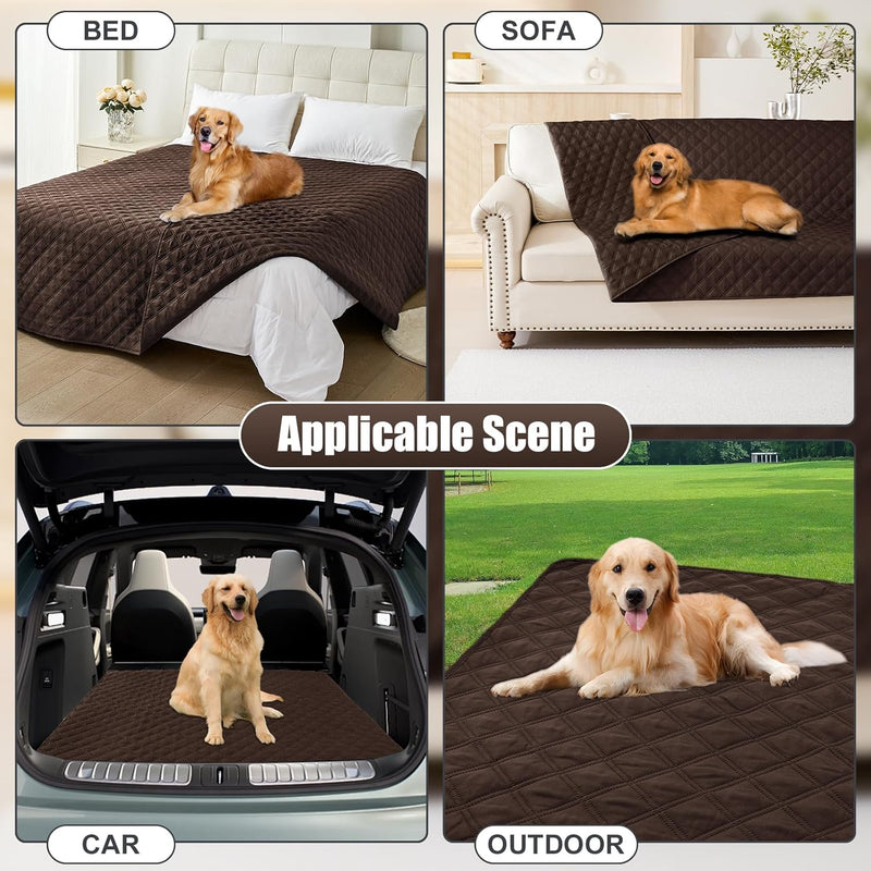 Smiry Waterproof Dog Bed Cover Pet Blanket, Soft Washable Dog Blanket for Furniture Bed Couch Sofa Reversible, Checkered (40"x70", Chocolate/Chocolate)