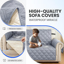 XINEAGE Waterproof Couch Cover for Dogs, 3 Seater Sofa Cover with Elastic Straps & Pockets, Triple Non-Slip Protection, Washable Furniture Protector for Kids (69" Sofa, Light Gray)