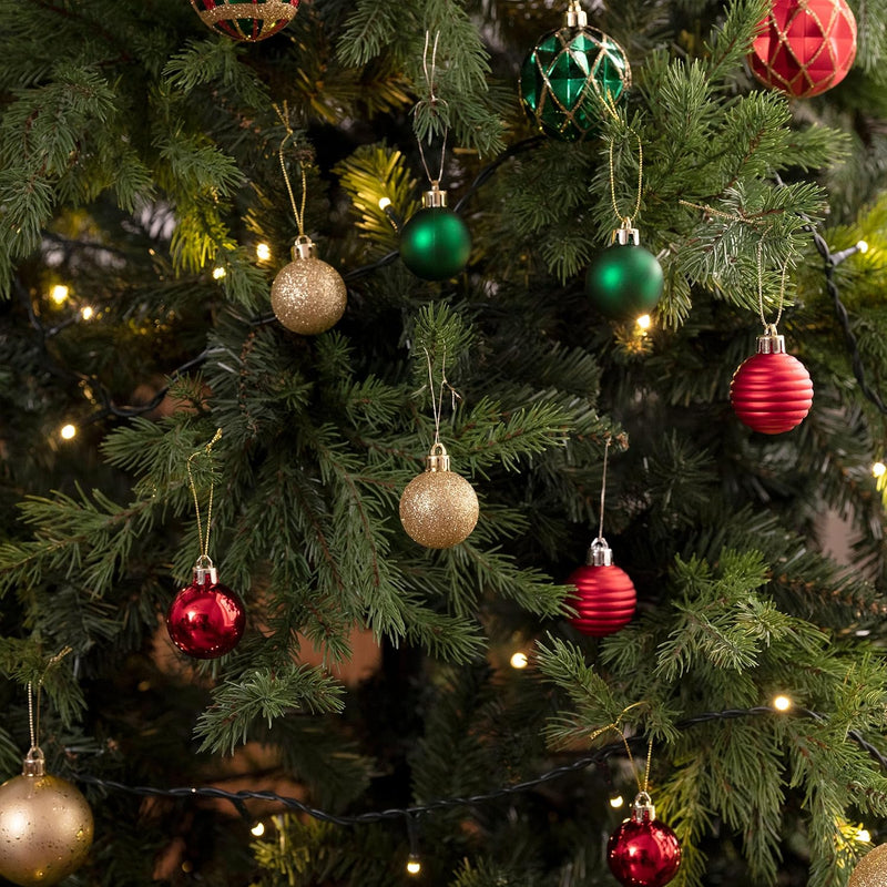 Valery Madelyn 1.57 Inches Small Christmas Tree Decorations Ornament Set for Fall Halloween, 24ct Red Green Gold Shatterproof Hanging Ball Ornaments Holiday Party Decor