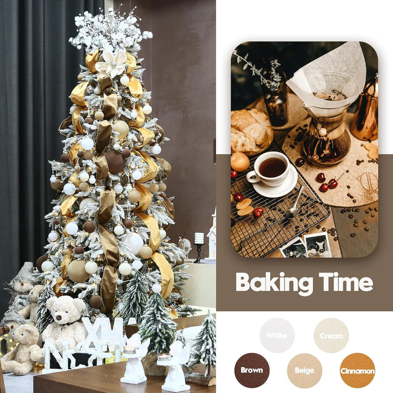 Sea Team 25-Pack Flocked Velvet Christmas Tree Ball Ornaments Set, Decorative Hanging Baubles, Shatterproof Plastic Decorations for Xmas Tree, Wreath, Garland, 60mm/2.36 Inches, Baking Time