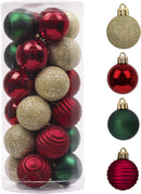 Valery Madelyn 1.57 Inches Small Christmas Tree Decorations Ornament Set for Fall Halloween, 24ct Red Green Gold Shatterproof Hanging Ball Ornaments Holiday Party Decor