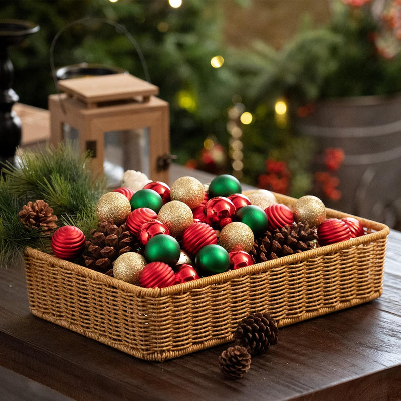 Valery Madelyn 1.57 Inches Small Christmas Tree Decorations Ornament Set for Fall Halloween, 24ct Red Green Gold Shatterproof Hanging Ball Ornaments Holiday Party Decor