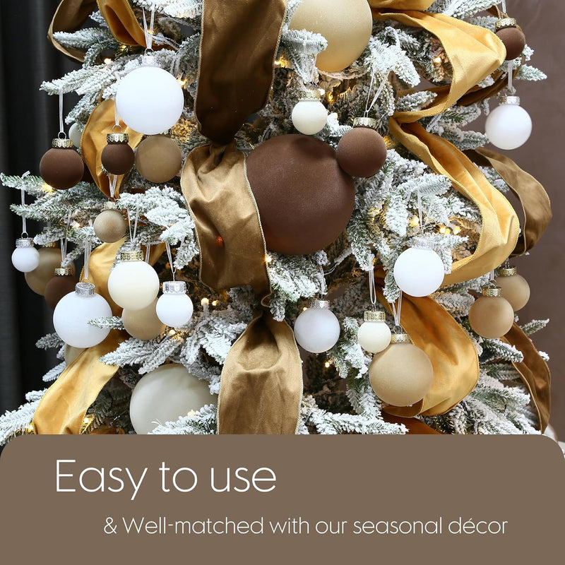 Sea Team 25-Pack Flocked Velvet Christmas Tree Ball Ornaments Set, Decorative Hanging Baubles, Shatterproof Plastic Decorations for Xmas Tree, Wreath, Garland, 60mm/2.36 Inches, Baking Time